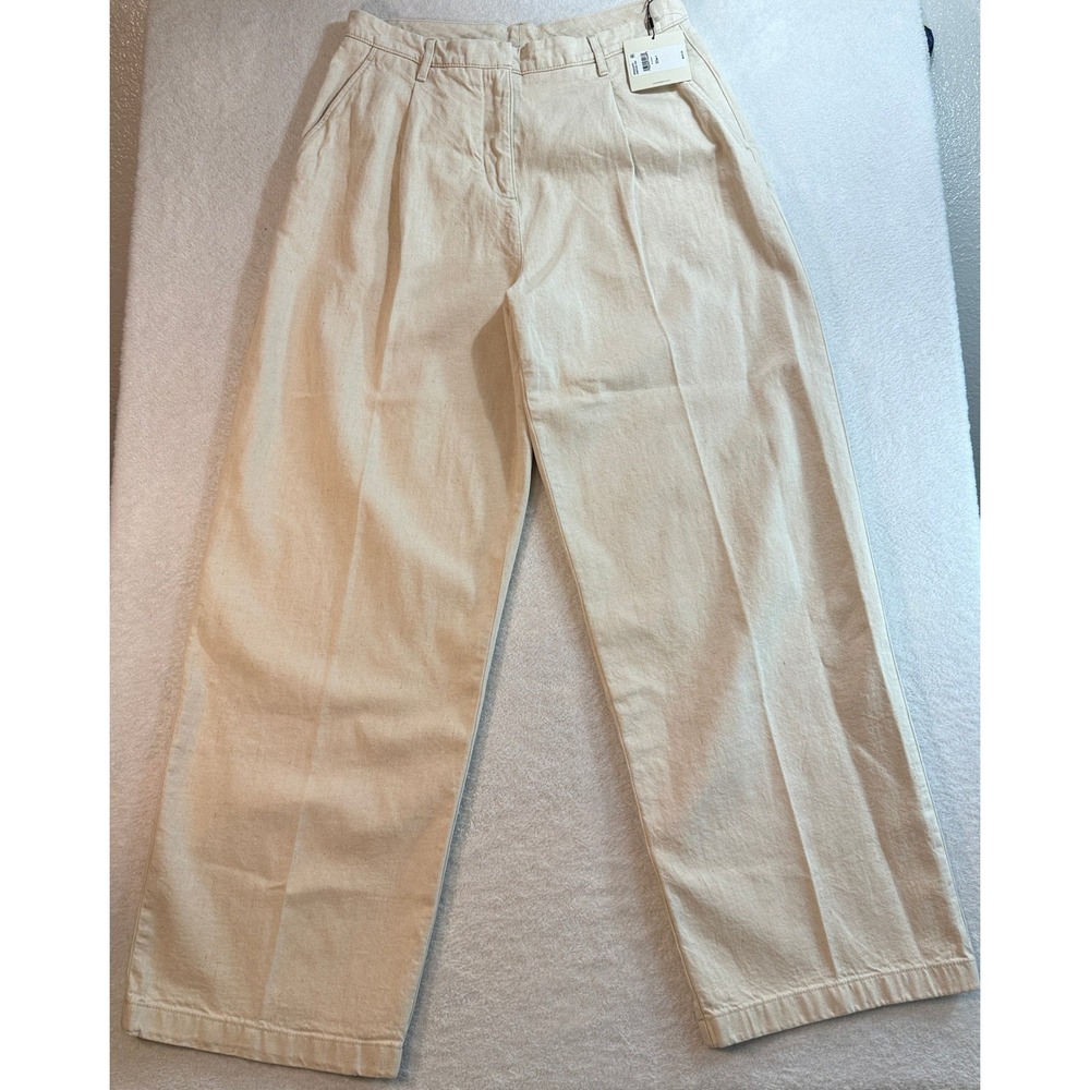 Calvin Klein Jeans Womens Pleated Wide Leg Trousers Natural 30RG 44B763G